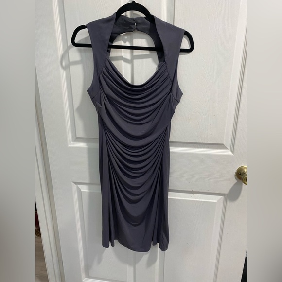 Spense Ruched Grey Dress Size 6. Ruching on the dress is very flattering. - Picture 3 of 4
